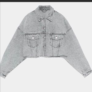 Washed Effect Crop Denim Jacket